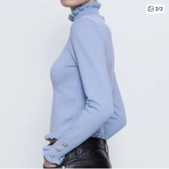 ZARA BLACK Jewel Button Knit Sweater - Picture 2 of 6